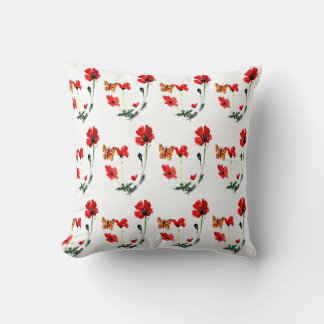 Coussin Papillon floral Papillon rouge