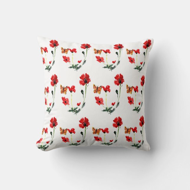 Coussin Papillon floral Papillon rouge (Recto)