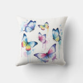 Coussin Papillon goutte à l'eau pastel aquarelle fantaisis (Verso)