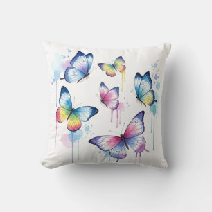 Coussin Papillon gouttelette pastel à l'aquarelle capricie