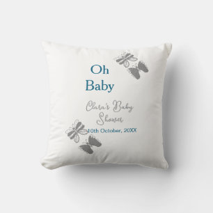 Coussin Papillon gris bleu baby shower oh bébé moderne tex