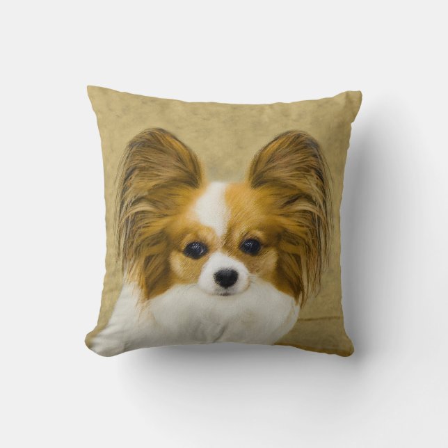 Coussin Papillon (Hound Tri) Peinture - Art Chien original (Recto)