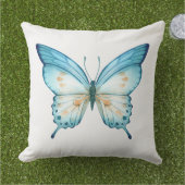 Coussin Papillon Illustré à la Main (Herbe)