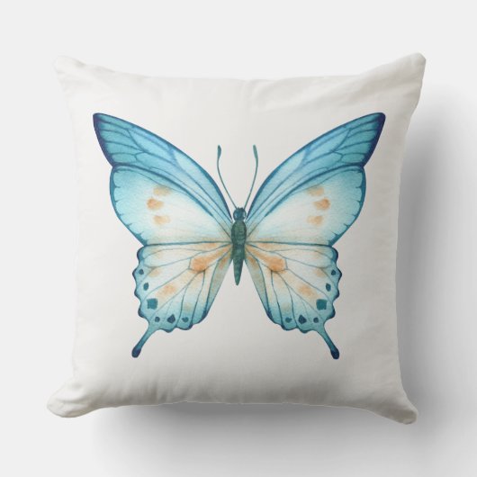 Coussin Papillon Illustré à la Main (Recto)