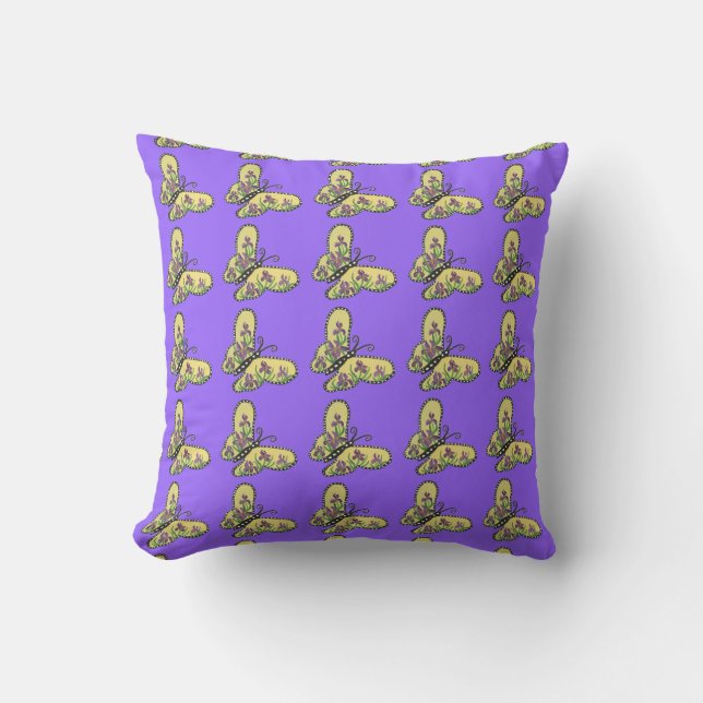 Coussin papillon Iris violet (Recto)