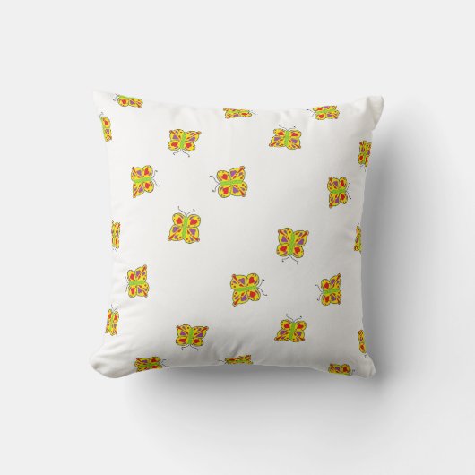 Coussin Papillon jaune mignon Aquarelle enfants chambre pé (Recto)