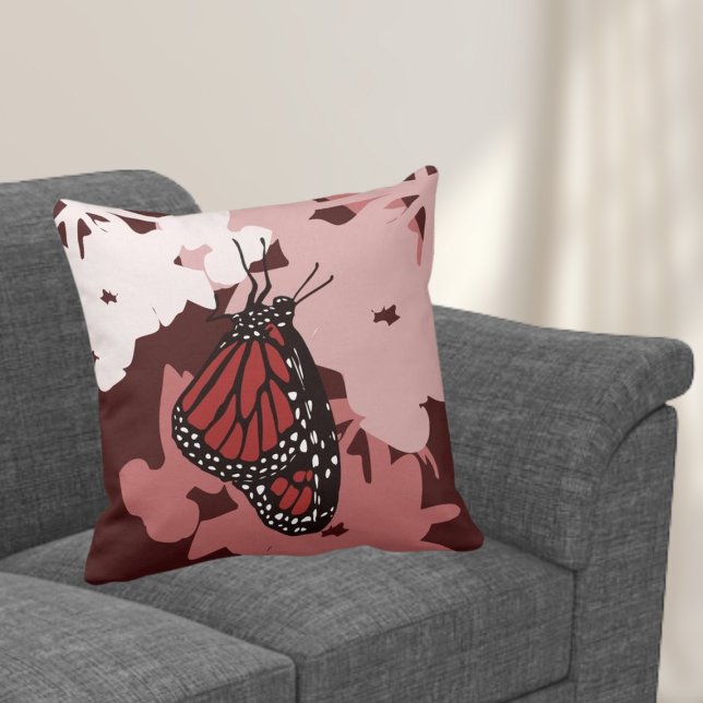 Coussin Papillon Monarque Rouge moderne (Créateur téléchargé)