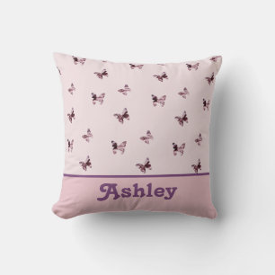 Coussin Papillon Motif Joli Satin Rose Chambre de Fille
