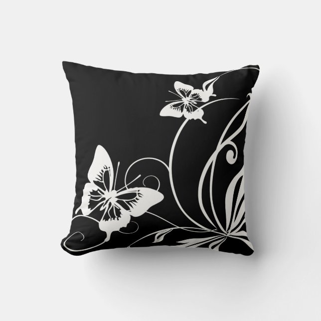 Coussin Papillon noir et blanc (Recto)