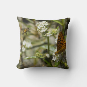 Coussin Papillon orange et abeille