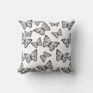 Coussin Papillon Pailleté Décoration de Lancer Noir et Bla