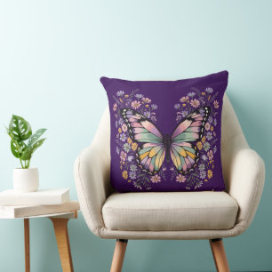 Coussin Papillon Pastel Fleur Sauvage Esthétique Cottageco