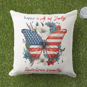 Coussin Papillon patriotique 4 juillet drapeau américain