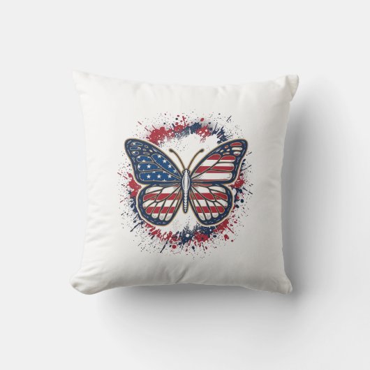 Coussin Papillon Patriotique Gravure Vintage Vector Design (Recto)