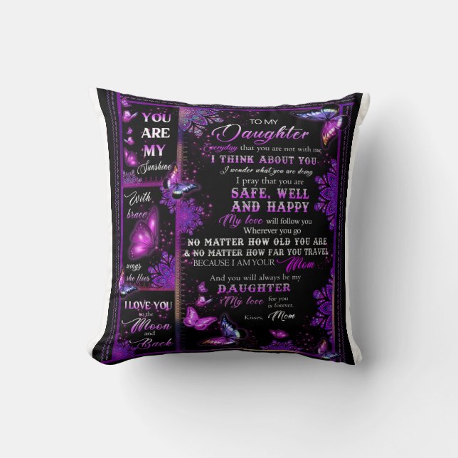 Coussin Papillon Personnalisé À La Couverture De Ma Fille (Recto)