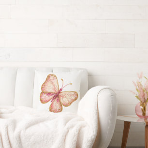 Coussin Papillon rose