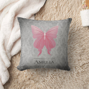 Coussin Papillon rose bijoux