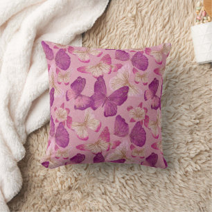 Coussin Papillon Rose Pailleté Motif Sans Couture