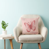 Coussin Papillon rose tendre monogrammé (Chaise)