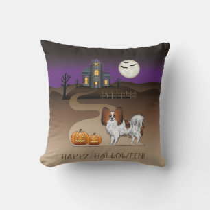 Coussin Papillon Rouge Sable Et Maison Hantée Halloween