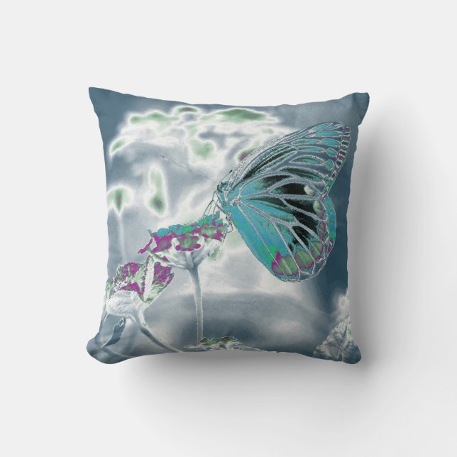 Coussin Papillon sur fleur - Photo négative 2 (Recto)