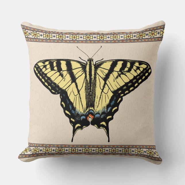 Coussin Papillon Swallowtail Jaune du Sud-Ouest (Recto)