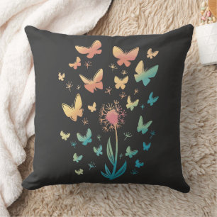 Coussin Papillon Tourbillon de Pissenlit Fantaisiste