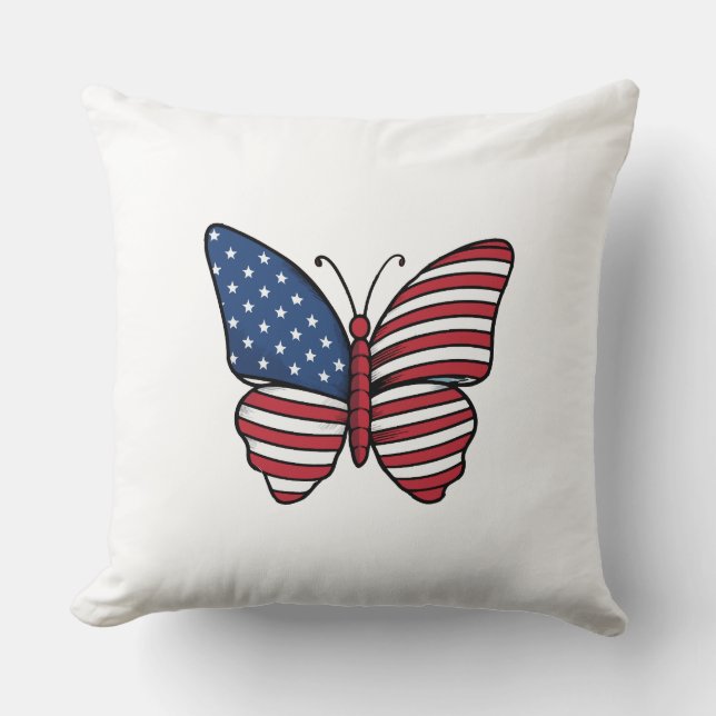 Coussin Papillon USA - Numéro de drapeau 62614 (Recto)
