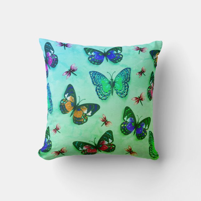 Coussin Papillon vert teint Cravate à imprimer Jeu d'oreil (Recto)