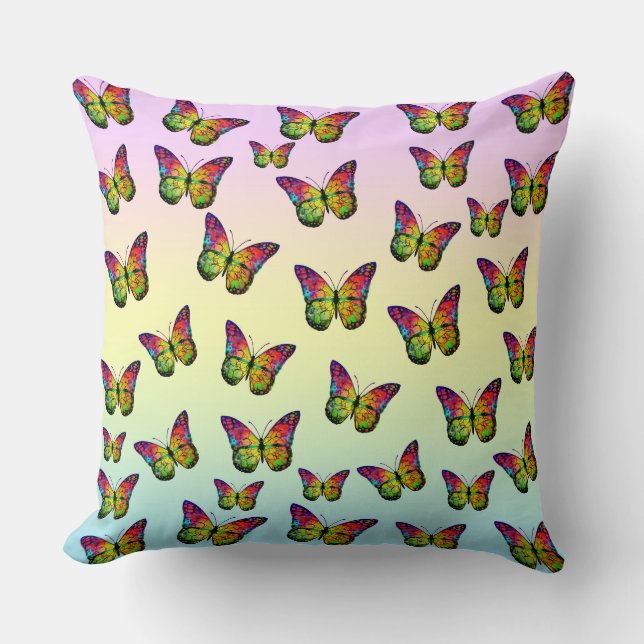 COUSSIN PAPILLONS ABSTRAITS COLORÉS  (Recto)