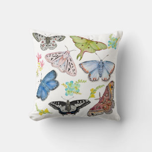 Coussin Papillons aquarelle en vol