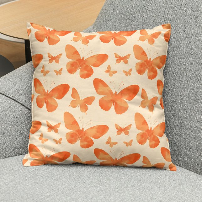 Coussin Papillons aquarelle orange  (Créateur téléchargé)