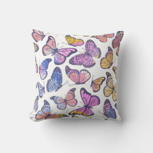 Coussin Papillons Aquarelle : Pastel Vintage Motif.