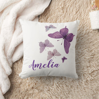 Coussin Papillons Aquarelles Violettes Fantaisistes Person