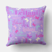 Coussin Papillons arc-en-ciel nom personnalisé violet Leil (Verso)