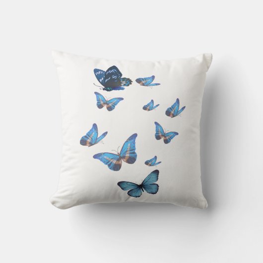 Coussin Papillons Bleus Élégants | Design Bohème e (Recto)