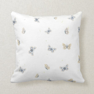 Coussin Papillons bleus et crème Charmante Faune des jard