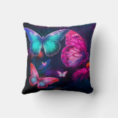 Coussin Papillons Bleus Roses Verts sur un Fauteuil de Sof (Verso)