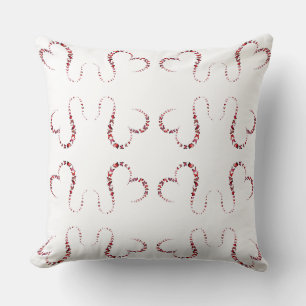Coussin Papillons Coeurs liés en rouge, rose et noir