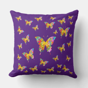 COUSSIN PAPILLONS COLORÉS ABSTRAITS