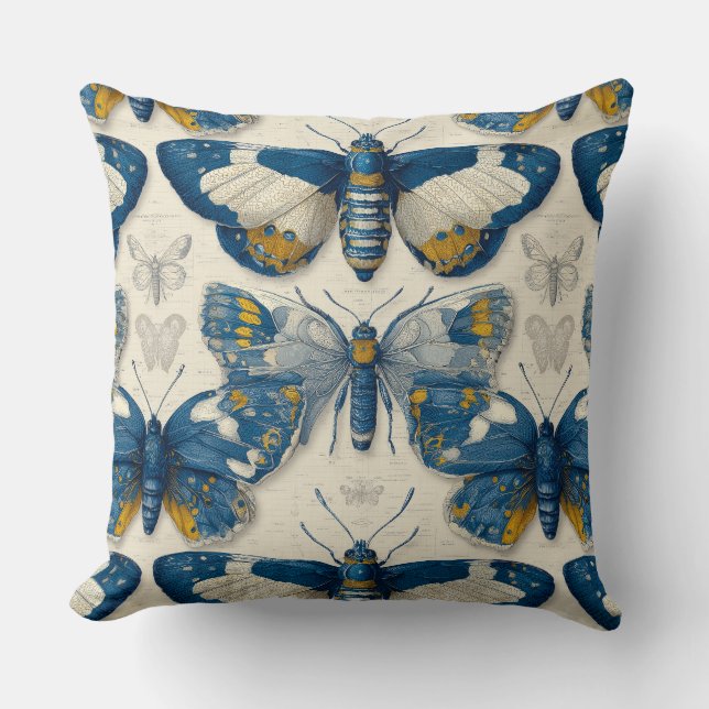 Coussin Papillons dans l'illustration botanique  (Recto)