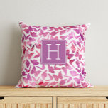 Coussin Papillons d'aquarelle violet Monogramme<br><div class="desc">Papillons d'aquarelle douce motif dans de belles teintes bleues et vertes. Personnalisez-le avec votre nom,  monogramme ou tout texte de votre choix.</div>