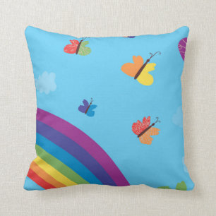 Coussin Papillons de ciel d'arc-en-ciel