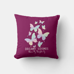 Coussin Papillons de Galaxie Pastel Esthétique Rêveuse