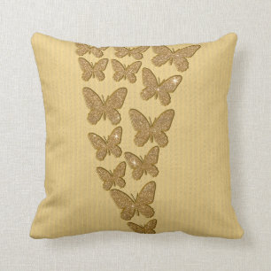 Coussin Papillons de parties scintillantes d'or
