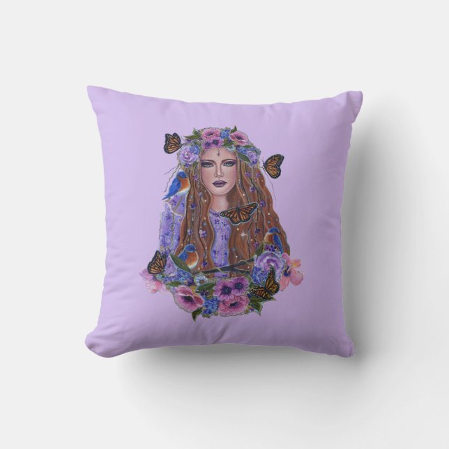 Coussin Papillons de printemps de déesse de Persephone par (Recto)