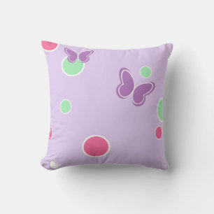 Coussin papillons doux et pois