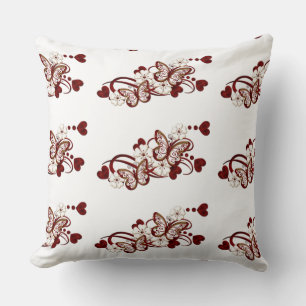 Coussin Papillons du Coeur Rouge Motif Carrelé Jeu Oreille