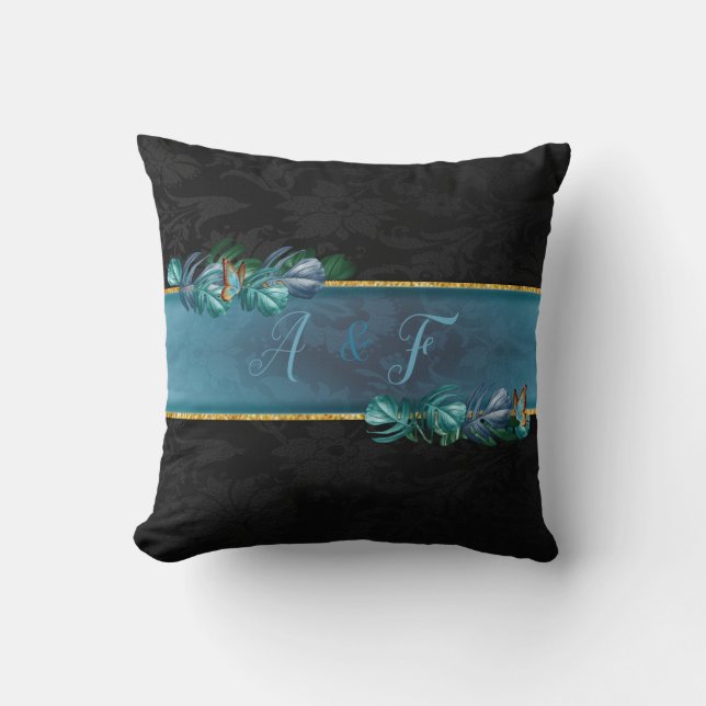 Coussin Papillons du Paradis/Tropical Turquoise Splash (Recto)