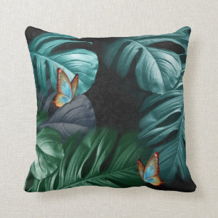 Coussin Papillons du Paradis Tropical Turquoise Splash